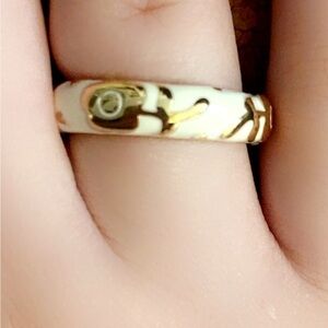 LAUREN G ADAMS- Gold White Ring ring solid brass base and plated with 18k gold.